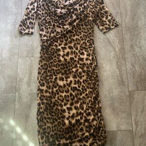 INC International Concepts Animal Print Long Sleeve Dress